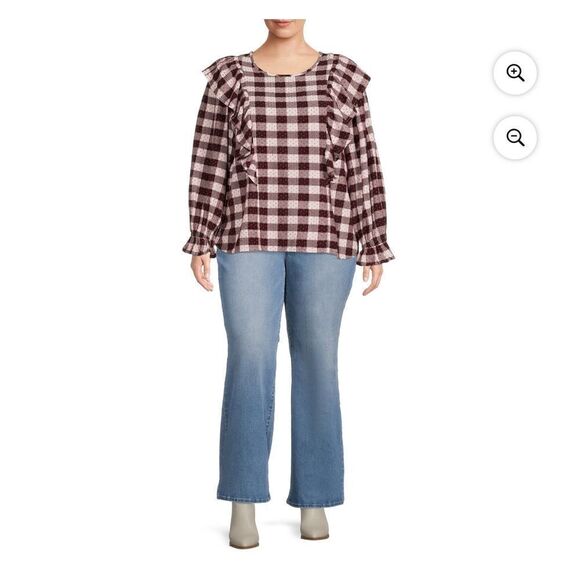 Terra and Sky 2X Plus Women’s Ruffled Top - Picture 4 of 4